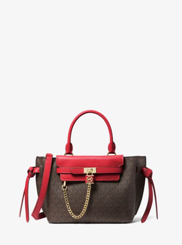 Damske Satchel Taske Michael Kors Hamilton Legacy Small Logo Belted Červené - Kabelky Michael Kors Sleva | MRDVO-7918